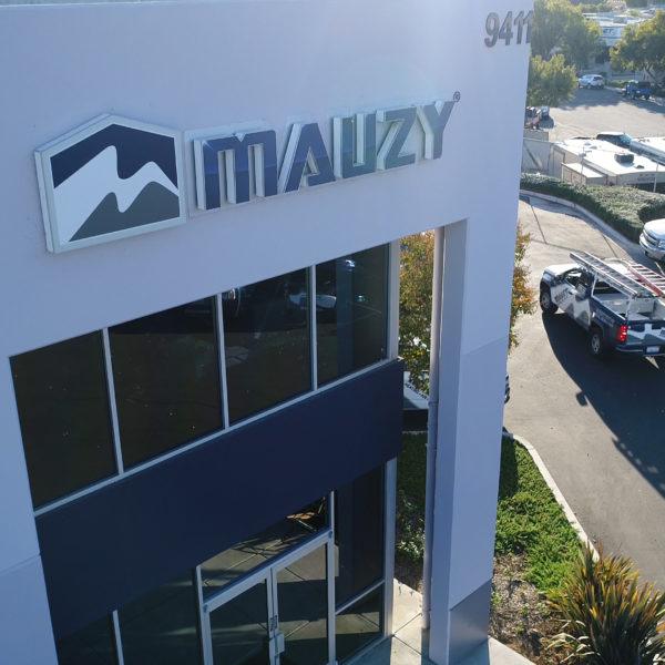 Mauzy signage on the exterior of the Mauzy offices