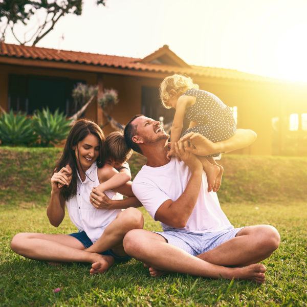 Shot of a happy family bonding together outdoors